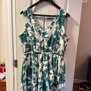 Danny & Nicole Teal and White Floral Dress